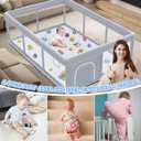 XVISHX Baby Playpen 74 x 50 Inch Play Pen Playards, Playpen for Babies and Toddlers, Baby Playard for Indoor & Outdoor Active Center Game Fence, with Skin-Friendly Fabric and Soft Breathable Mesh Grey