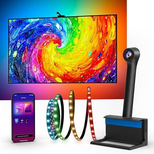 Ailofy TV Backlight with Camera for 55-65" TVs, 12.5ft LED Strip Lights, Real-Time Full-Screen Sync for Movies, Gaming & Music, Smart Bias Lighting, Works with Alexa & Google Assistant, App Control