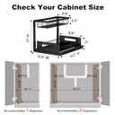 REALINN Under Sink Organizer, L-Shaped 2 Tier Pull Out Cabinet Organizer for Kitchen and Bathroom, Slide Out Under Cabinet Storage, Metal Under Sink Storage with Sliding Drawer, 50 lbs, Black 2 Pack