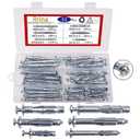52Pcs 6 Sizes Heavy Duty Zinc Plated Steel Molly Bolt Hollow Drive Wall Anchor Screws Assortment Kit for Drywall Sheetrock