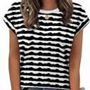 Alaroo Womens Summer Tops Short Sleeve Shirts Crew Neck Tshirt Cute Trendy Tunic Blouses (Black, XXL)