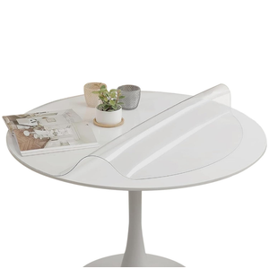 Eralove 2mm Frosted Round PVC Tablecloth, Dia.48 Inches, Waterproof, Wipeable, Kitchen Dining Room Wood Furniture Protector