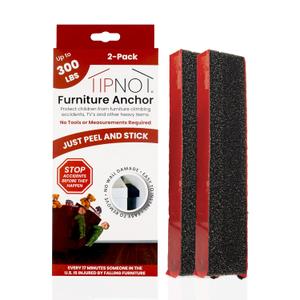 Adhesive Furniture Anchor, No-Drill, Aesthetic & Invisible Once Installed, Anti-Tip Furniture Safety Anchor to Childproof and Babyproof Your Home, Holds Up to 300 Pounds, 2-Pack