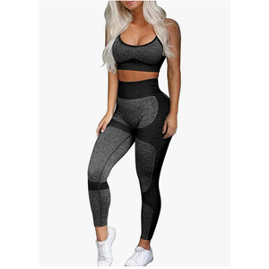 OLCHEE Women’s Workout Sets 2 Piece - Seamless Yoga Leggings and Cross-Strap Sports Bra Gym Outfits Activewear Matching Set, 2XL