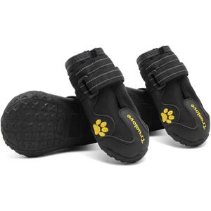 Truelove Dog Boots,Waterproof Pet Shoes with Reflective Straps for Paw Protectors Small Medium Large Dog Summer Winter Snow Outdoor Walking (Size 7: 3.54"x2.76" (L*W) (Pack of 4), Black)