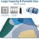 PY SUPER MODE Picnic Blankets Extra Large, Waterproof Foldable Outdoor Beach Blanket Oversized 83x79 Sandproof, 3-Layer Picnic Mat for Camping, Hiking, Travel, Park, Concerts(Abstract Blue)