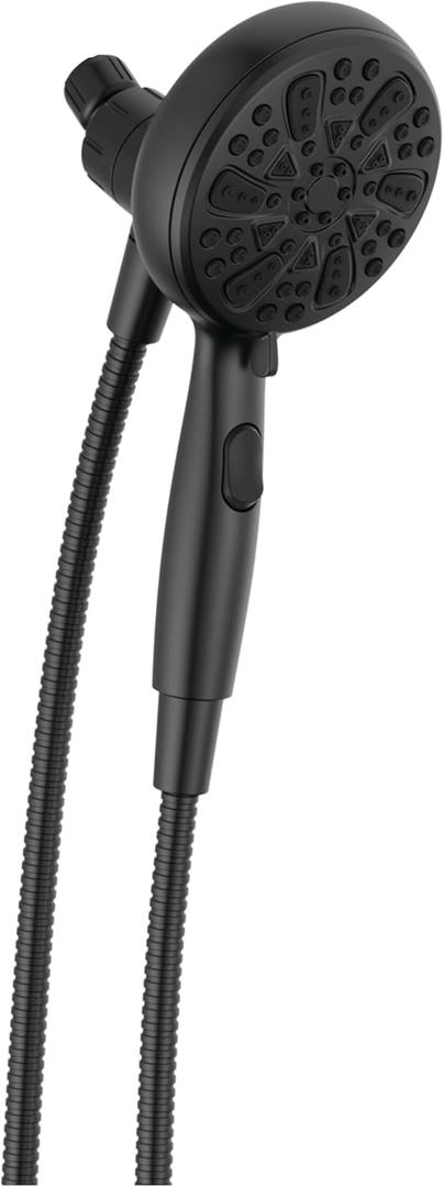 Delta Faucet 6-Spray SureDock Magnetic Shower Head with Handheld Spray, Matte Black Shower Head with Hose, Showerheads & Handheld Showers, MagnaTite Docking, Matte Black 75609BL
