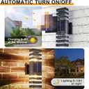 2 Pack Solar Outdoor Wall Lights with Motion Sensor 3-Mode Motion Outdoor Sconces 3000K 500LM Dusk to Dawn Solar Porch Light Fixtures Modern Up Down Exterior Wall Lamp for House Garage Front Door (Black)