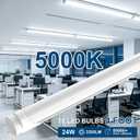 JESLED T8 LED Bulbs 4 Foot, 24W 3200LM 5000K Frosted Type A+B, 2Pack