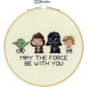 Dimensions 72-76143 Star Wars Family Counted Cross Stitch Kit, 14 Ivory Aida, 6" Diameter