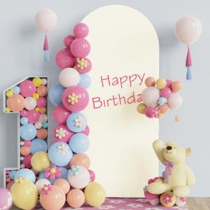 Fomcet 6FT Wedding Arch Cover Ivory Spandex Fitted Fabric Arch Backdrop Cover Round Top Chiara Backdrop Covers for Birthday Party Baby Shower Wedding Ceremony Decoration