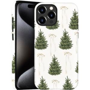 Case for iPhone 15 Pro Max - Slim Fit Anti-Scratch Phone Case for Girl Women - Christmas Tree Green Pattern (Frosted)
