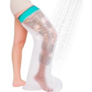 Waterproof Leg Cast Cover for Showering, Reusable Shower Sleeve for Full Leg After Surgery, Watertight Non-Slip Adult Fracture Protector Bag, Water Proof Medical Covers for Thigh/Knee/Wound/Bandages, Full Leg
