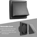 FRESH SPEED 4 Inch Black Dryer Vent Cover Outside Stainless Steel Wall Vent with Removable Cover and Bird Screen Mesh RAL9011