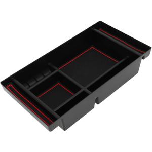 Full Center Console Organizer Tray for Chevy Silverado for GMC Sierra 2500 3500 HD 2020-2023 Armrest Storage Box Insert Tray Full Console W/Bucket Seats ONLY Plastic Black Red