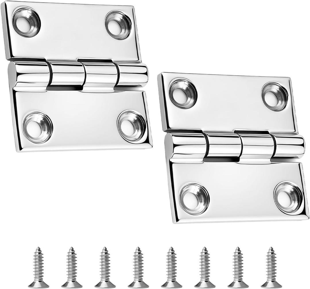 Heavy Duty Stainless Steel Square Hinge – 1.5x1.5 Inch Marine Grade 316 Equal-Sided Hinge for Boat Hatches, Toolbox (1.5x1.5 Inch-2 Pack)