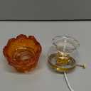 Oil Lamp for Indoor Use,Vintage Glass Kerosene Lamp with Wick,Lotus Flower Lamp for Buddha Front Light ,Altar Supplies,Emergency Lighting Decor (Yellow)