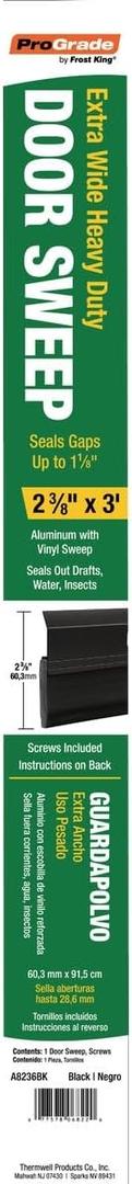 Thermwell Products A82-36B 2.28 x 36 in. Heavy Duty Sweep Black