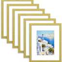 PEALSN 8x10 Picture Frame Set of 6, Display Pictures 5x7 with Mat or 8x10 Without Mat for Wall Mounting or Table Top Display, Photo Frames Collage for Wall Decor, Gold