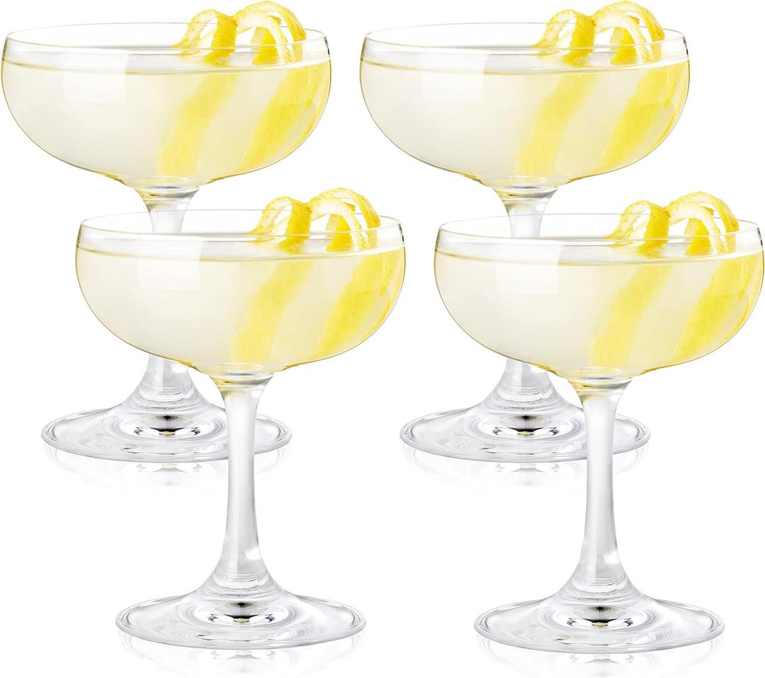 True Coupe Glass, Martini Glasses for Cocktail Party, Cocktail Glasses Perfect for Margarita, Espresso Martini, Manhattan, Elegant Glassware for Entertaining, Home Bar Accessories, 7 oz, Set of 4