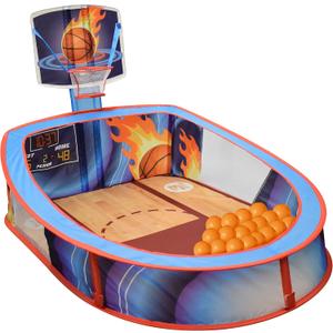 Large Basketball Sport Pop Up Ball Tent with Basketball Hoop and 20 Soft Balls for Toddler Kids, Folds for Easy Storage
