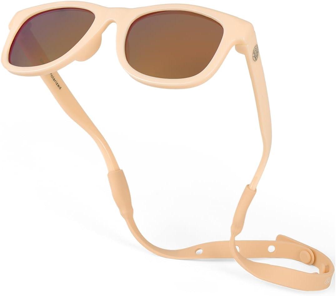 Polarized Baby Sunglasses With Strap - Unbreakable Flexible Infant Sunglasses For Toddlers Newborns 0-24 Months (Peach)