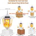 Dynaming 2 Pack Solar Flame Post Lights Outdoor, Solar Powered Lamps Fence Post Cap Lights, Flickering Flame LED Lantern Waterproof for Garden Deck Patio, Fit 4x4, 5x5 or 6x6 Wooden Posts, White Shell