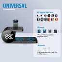 Brookstone 4-in-1 Wireless Charging Station: Stylish | Compatible for iPhone 15,14,13,12 Pro Max Series, All iWatch Series, Compatible with Airpods 3,2 Pro| Wireless Charging Station with Clock. (Black)