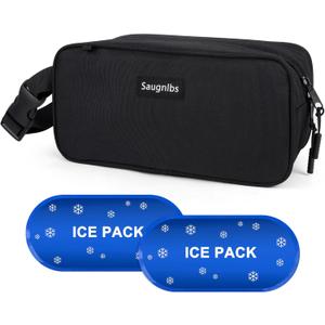 Small Cooler Bag,Mini Cooler Bag with Ice Packs,Insulated Lunch Bag with Handle Buckle,Freezable Lunch Bag for Travel/Work/School/Outdoors, 10 x 4.5x 5,Black