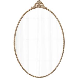 Vintage Oval Mirrors for Bathroom 18 X 28 Inch, Hanging Rustic Gold Vanity Mirror Bathroom, Metal Frame Decorative Wall Mirrors for Bedroom Living Room Entryway Hallway