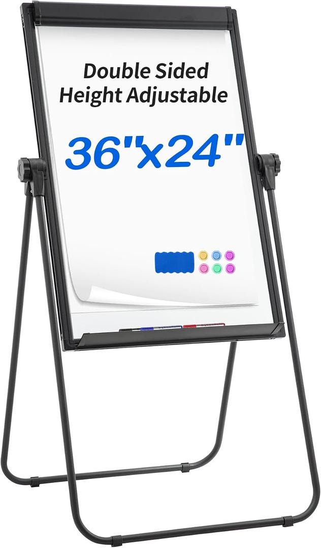 U Stand White Board Easel, 36x24 Double Sided Magnetic Dry Erase Board