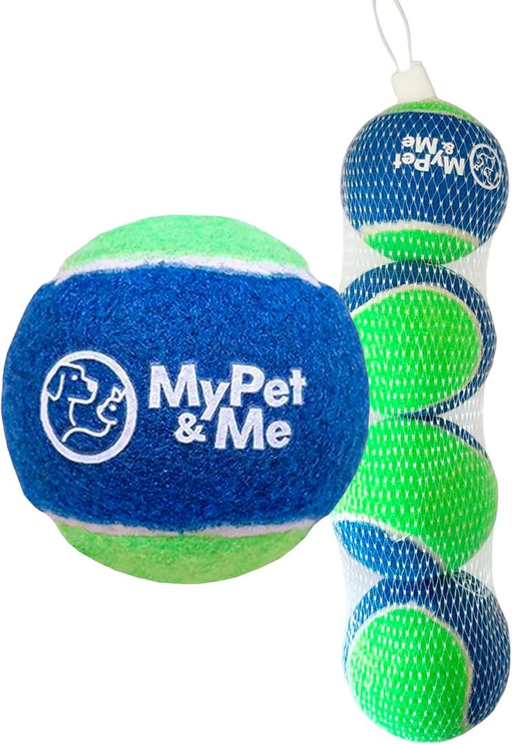 2 x My Pet & Me - Dog Tennis Balls - 2.5-Inch | Soft, Lightweight Balls for Fetch, Teething & Moderate Play | Indoor & Outdoor Dog Toys for Puppies & Small to Medium Dogs (4 Pack)
