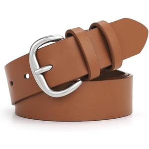 WHIPPY Women Leather Belt for Jeans Pants Dresses Black Ladies Waist Belt with Pin Buckle,M