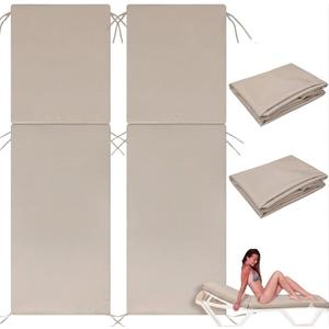 2 Pcs Waterproof Chaise Lounge Cushion Cover Outdoor (Not Includes Cushion) 72 x 21 x 3 Inch Chair Replacement Cover Chaise Slipcover with Zipper Ties for Patio Pool (Beige)