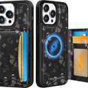 Uppuppy for iPhone 12 Pro Max Case with Wallet - Fits 4 Card Slots, Compatible with MagSafe for Women Aesthetic PU Leather Credit Card Holder Kickstand Phone Cover for Apple 12 Promax, Black Butterfly