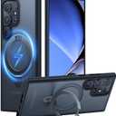 TORRAS Magnetic Ostand Ring Case Fit for Samsung Galaxy S24 Ultra Case [Compatible with MagSafe&Wireless Charging][Military Grade Drop Tested] Translucent Hard Back Soft Edge, Black (S24 ultra, Black)