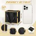 Yeaqee 50 Pcs Mini Metallic Paper Gift Bags with Handle 4x4.75x2.2'' Small Gift Bag DIY Tag Thank You Party Favor for Mother's Day Wedding Graduation Baby Shower Birthday Jewelry (Black,Gold)