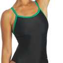 Sporti Thin Strap Athletic One Piece Swimsuit for Women - Solid Bathing Swimsuits for Competiton - Multi Color Selection (Black, L)