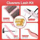 Lash Clusters Kit - 320PCS DIY Lash Extension Kit with Eyelash Clusters, 30D-40D Individual Lashes, Lash Bond and Seal, Tweezers, Liquid Eyeliner for At-Home Use (30-40D,0.07D, 9-16mm,Kit)