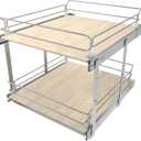 2 Tier Pull Out Cabinet Organizer 20.08" W X 22" D, Wood & Chromed