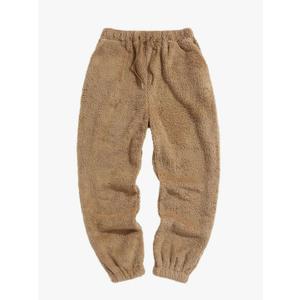 ZAFUL Men’s Fluffy Teddy Beam Feet Plush Fuzzy Warm Pajama Pants Sleepwear Loungewear Trouser with Pockets. Size S, Coffee