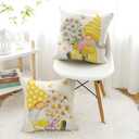 All Smiles Yellow Throw Pillow Covers 20x20 Set of 4 Outdoor Spring Summer Decorative Cushion Cases Home Dcor Decorations for Patio Couch Chair Sofa,Daisy Floral Gnomes