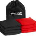Cornhole Bags Set of 8 Regulation Weight & Size Includes Carry Case (Red & Black)