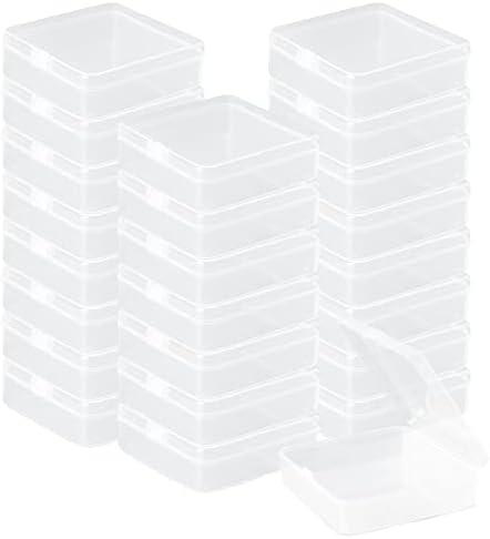 Rocutus 24 Pack Small Clear Plastic Storage Containers with Lids,Beads Storage Box with Hinged Lid for Beads,Earplugs,Pins, Small Items, Crafts, Jewelry, Hardware (2.9 x 2.9 x1Inches)