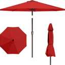 11FT Patio Umbrella, Outdoor Umbrella with with 8 Sturdy Fiberglass Ribs, Market Table Umbrella with Push Button Tilt and Crank, Suit for Backyard, Garden, Pool, Deck(Red)