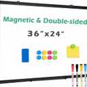 Double Sided Magnetic White Board36"x24" Dry Erase Whiteboard for Wall with Black Aluminum Frame Presentation Board for School, Office and Home