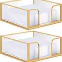 LemonRoad 2 Pcs square Gold Napkin Holder for Table 5.7 x 5.7 Inch Decorative Cocktail Napkin Holder Glass Flat Paper Basket for Kitchen Dining Buffet Bar Counter Wedding Party Restaurant Bar Hotel (Classic)