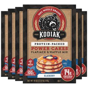 Kodiak Cakes Power Cakes, Pancake & Waffle Mix, Blueberry, High Protein,100% Whole Grains (Pack of 6), BBD: 02/Dec/2026