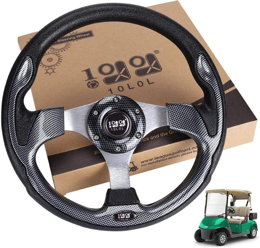 10L0L Golf Cart Steering Wheel, Generic of Most Golf cart EZGO Club Car Yamaha (style1 Gray)