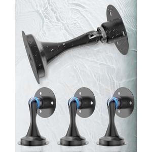 Magnetic Door Stoppers for Bottom of Door - 4 Pack Stainless Steel Door Stops Holder Catch for Wall Floor Mount - Easy No Drilling Strong Adhesive & Screws Keep Door Open Home Office Hotel(Black)